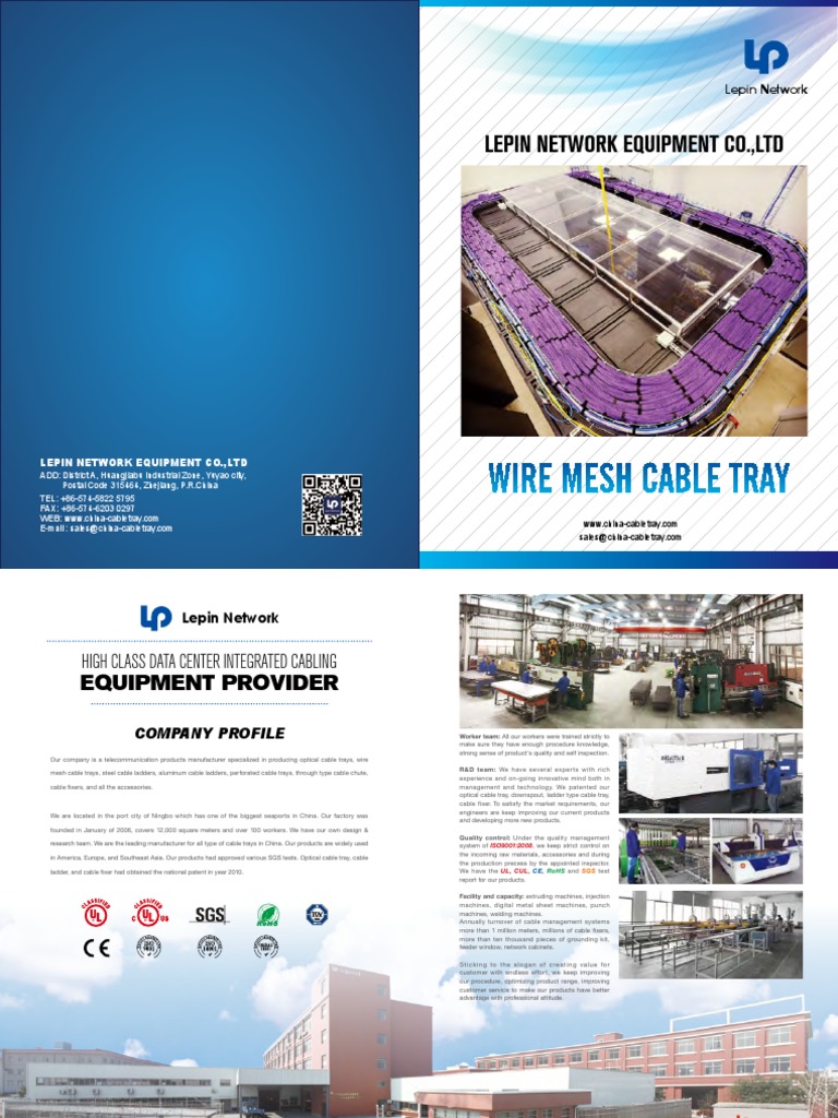 Lepin Network Cable Tray Solutions | PDF | Optical Fiber | Stainless Steel