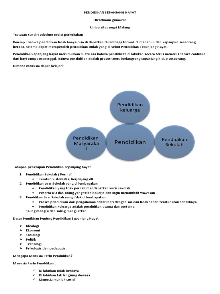 kolaborasi pendidikan formal dan nonformal untuk pendidikan sepanjang hayat