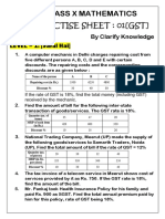 Icse Class X Maths Practise Sheet 1 GST PDF