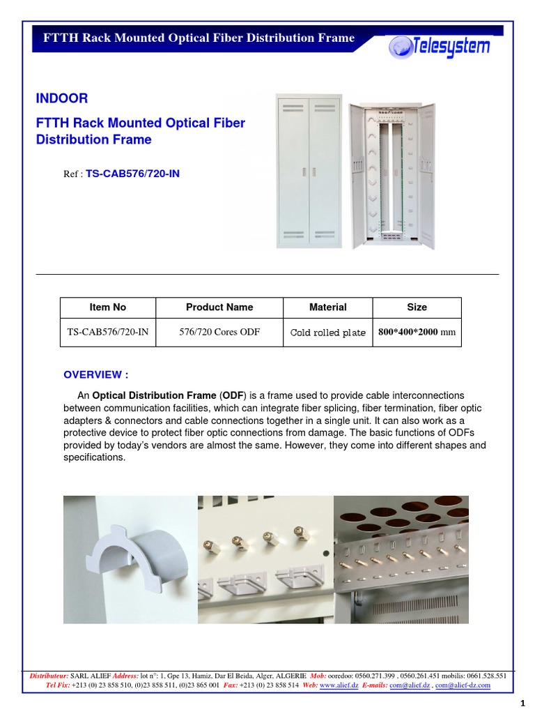 576/720 Cores Optical Fiber ODF | PDF | Optical Fiber | Fiber To The X
