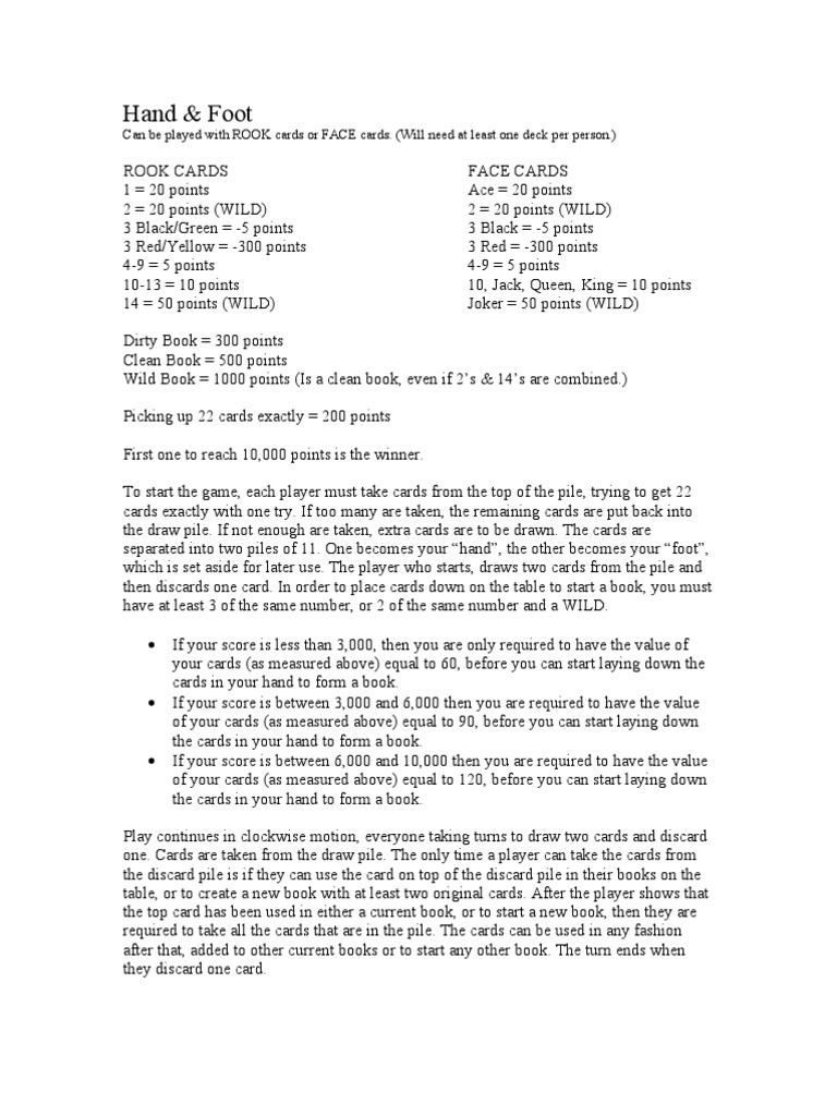 Hand and Foot Game Rules PDF Trick Taking Card Games Card Games