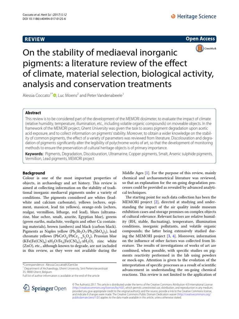 Stability of Pigments PDF Pigment Lead