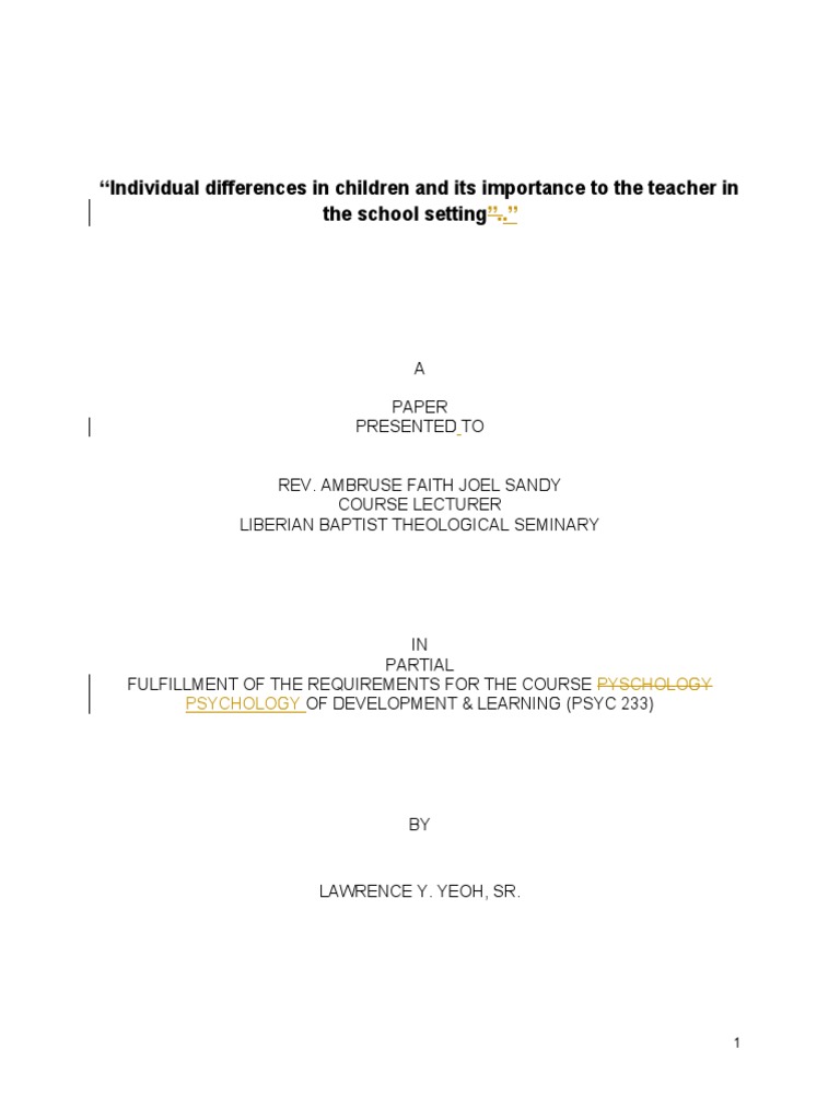 Importance of Individual Differences in Education | PDF | Teachers ...