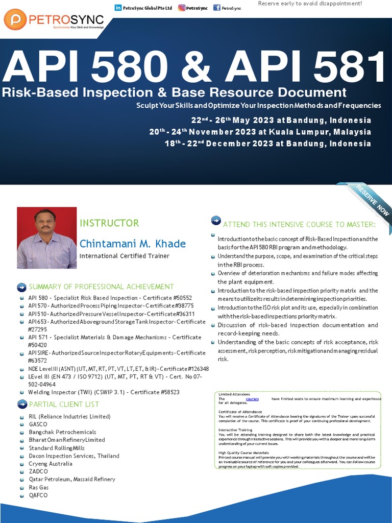 PetroSync - API 580 & API 581 Risk Based Inspection & Base Resource ...