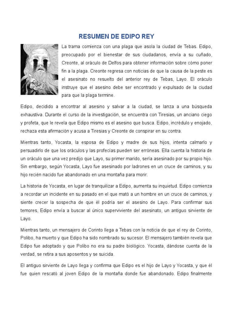 Resumen y Analisis de EDIPO REY | PDF | Edipo | Mitología Boeotiana