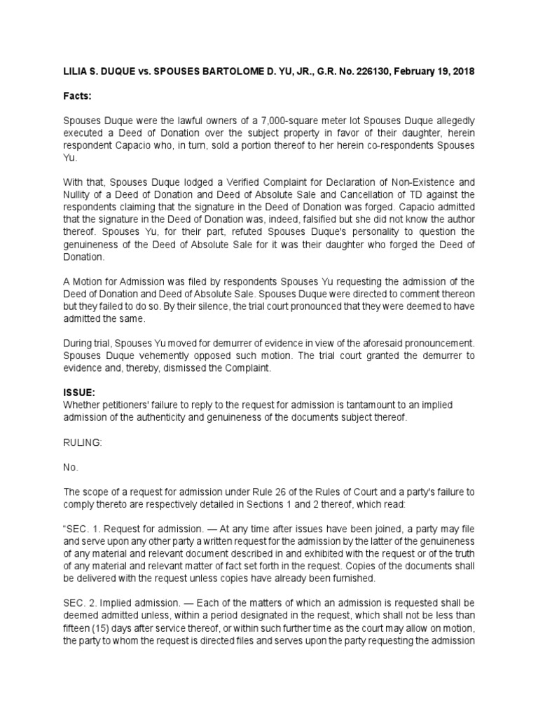 Duque v spouses yu pdf pleading complaint