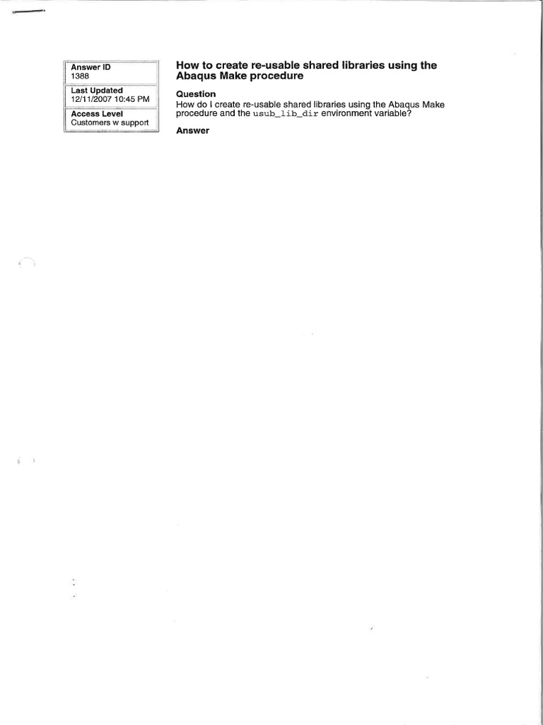 Create Re-Usable Shared Libraries Using Abaqus Make Procedure PDF | PDF