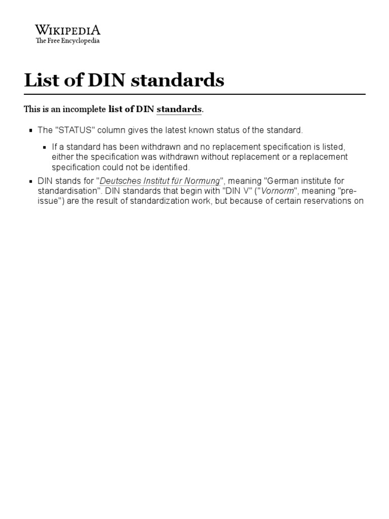 List of DIN Standards PDF