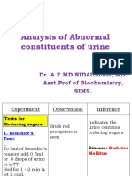 Analysis of Abnormal Constituents of Urine - 16th December 2019