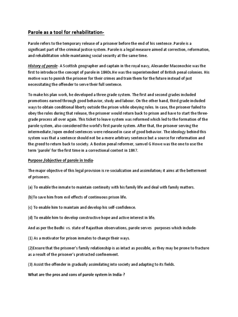 Reintegration Model Criminal Justice