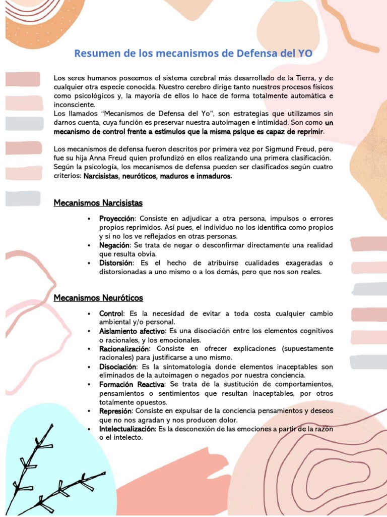 Mecanismos de Defensa del Yo en Freud | PDF