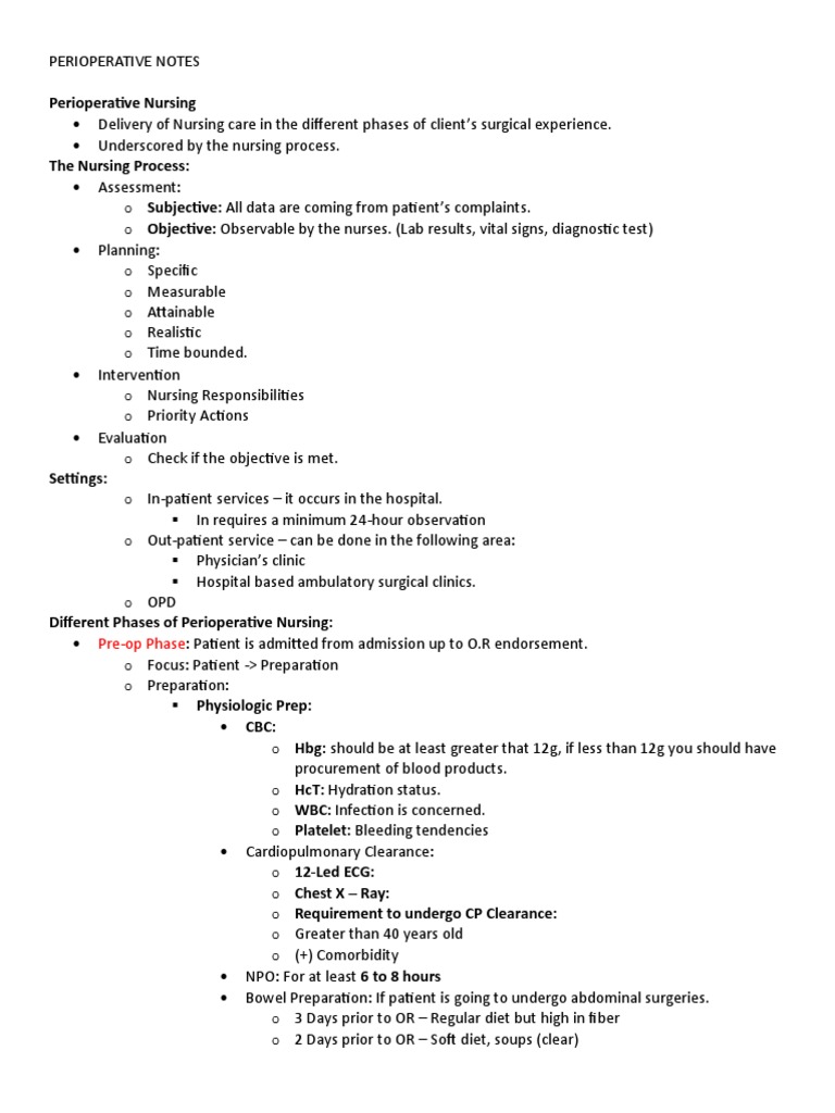 Perioperative Notes | PDF