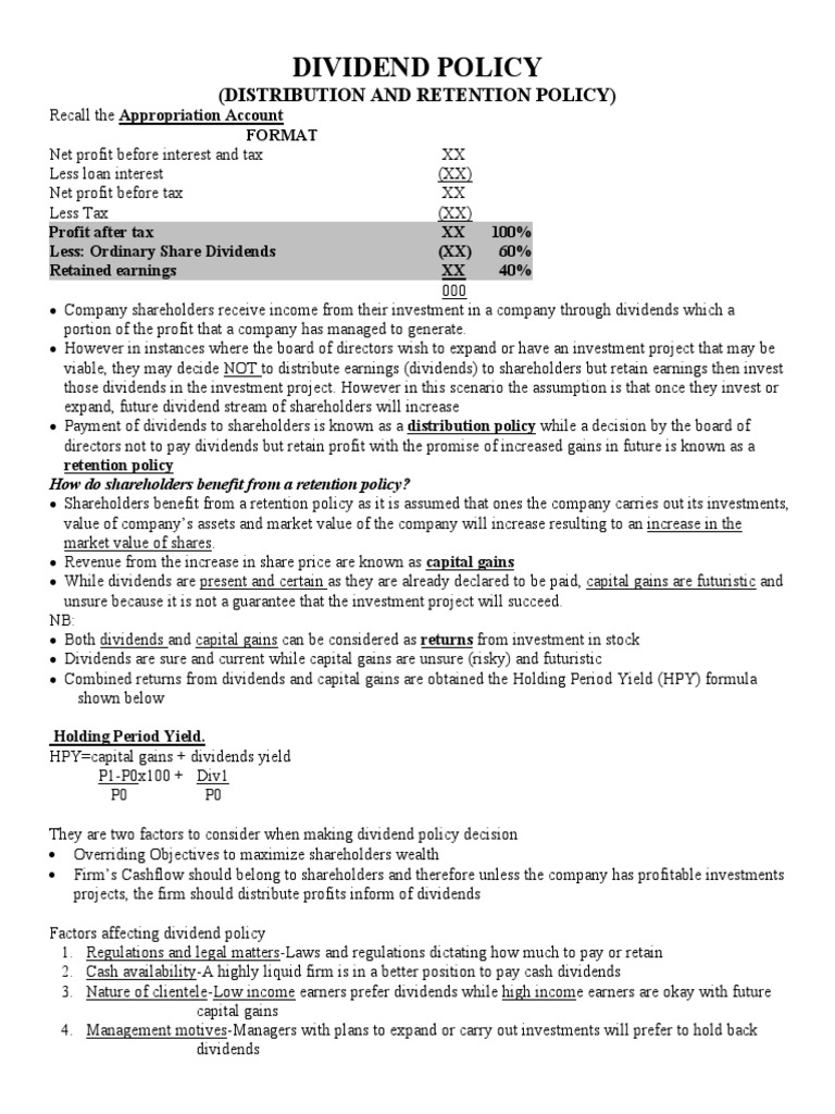 Old Mutual Dividend Policy