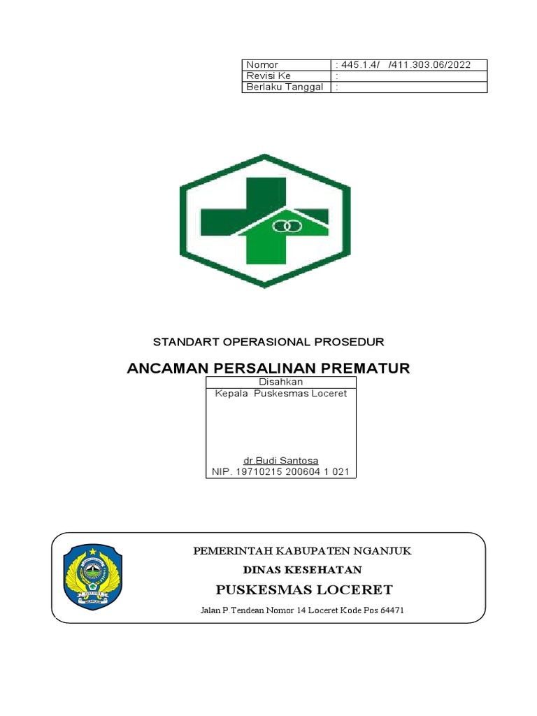 2.sop Ancaman Persalinan Prematur Revisi | PDF