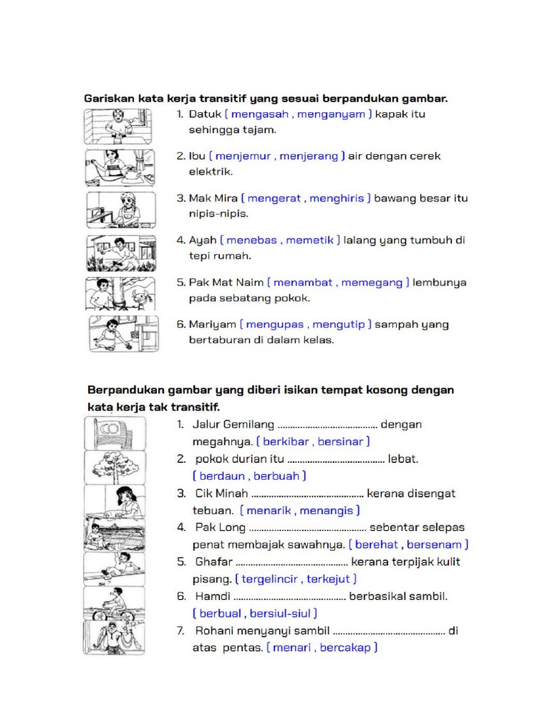 Kata Kerja Transitif Dan Kata Kerja Tak Transitif | PDF