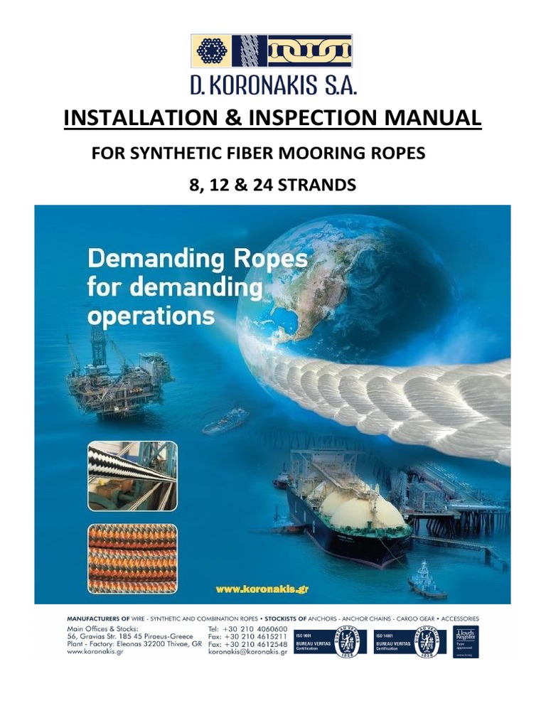 Synthetic Fiber 8,12 &24 Strand Ropes Manual by D. Koronakis Sa | PDF ...
