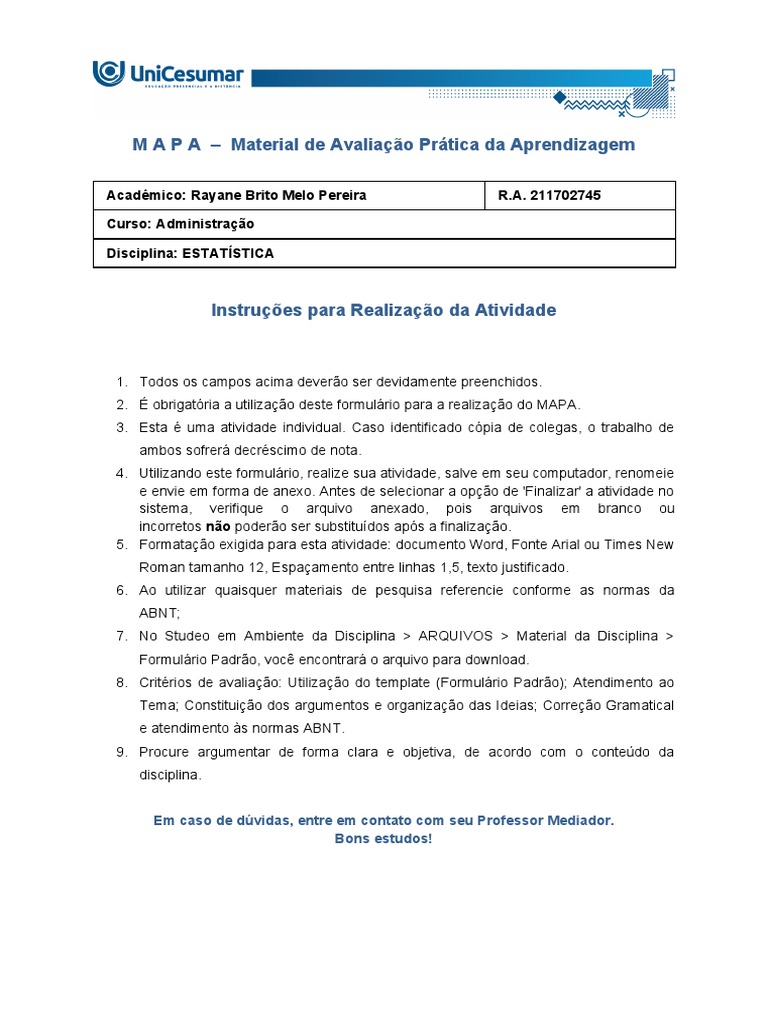 Mapa Estatística Pdf