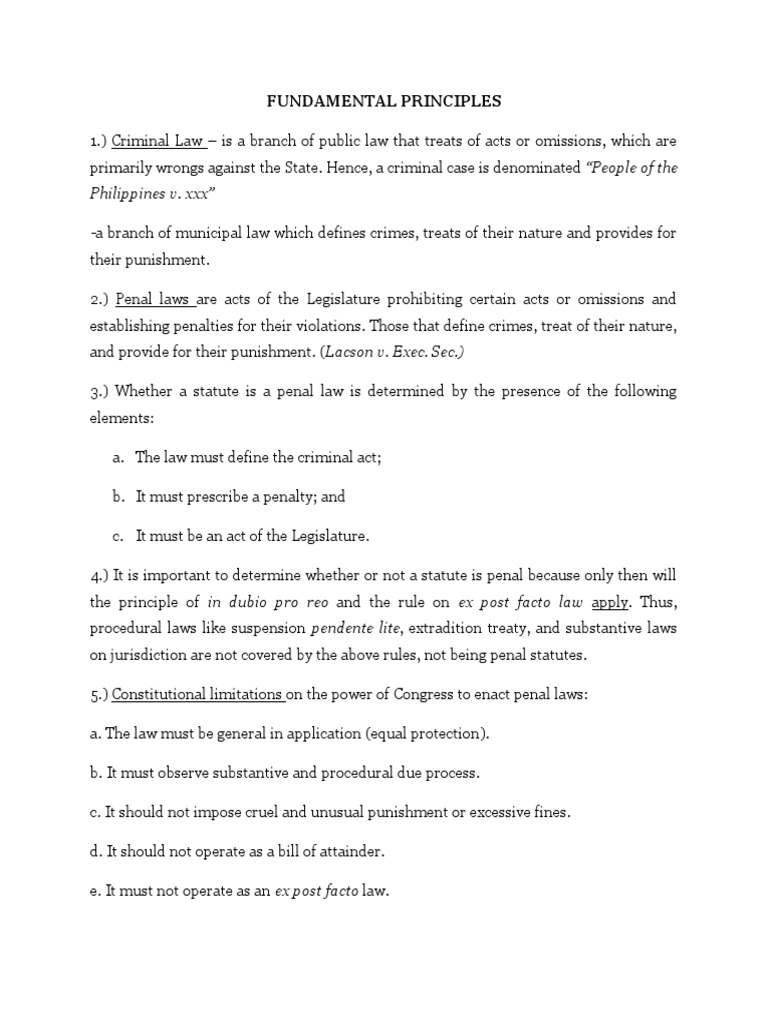 Notes In Criminal Law Book 1 Pdf Pdf Ex Post Facto Law Crimes