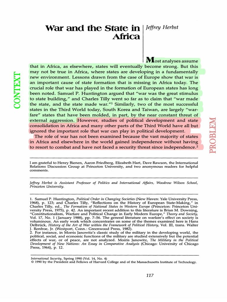 1990.SP International Security War and The State in Africa Jeffrey