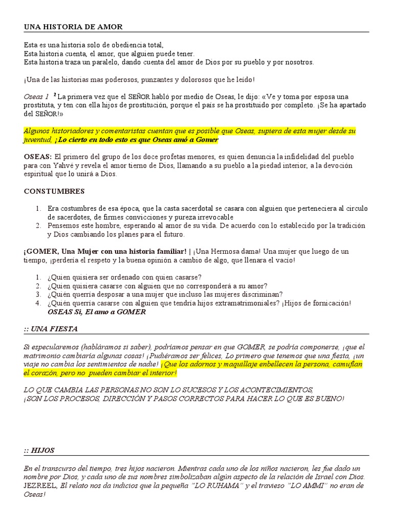Oseas y Gomer - Amor Inquebrantable | PDF | Amor | Pecado