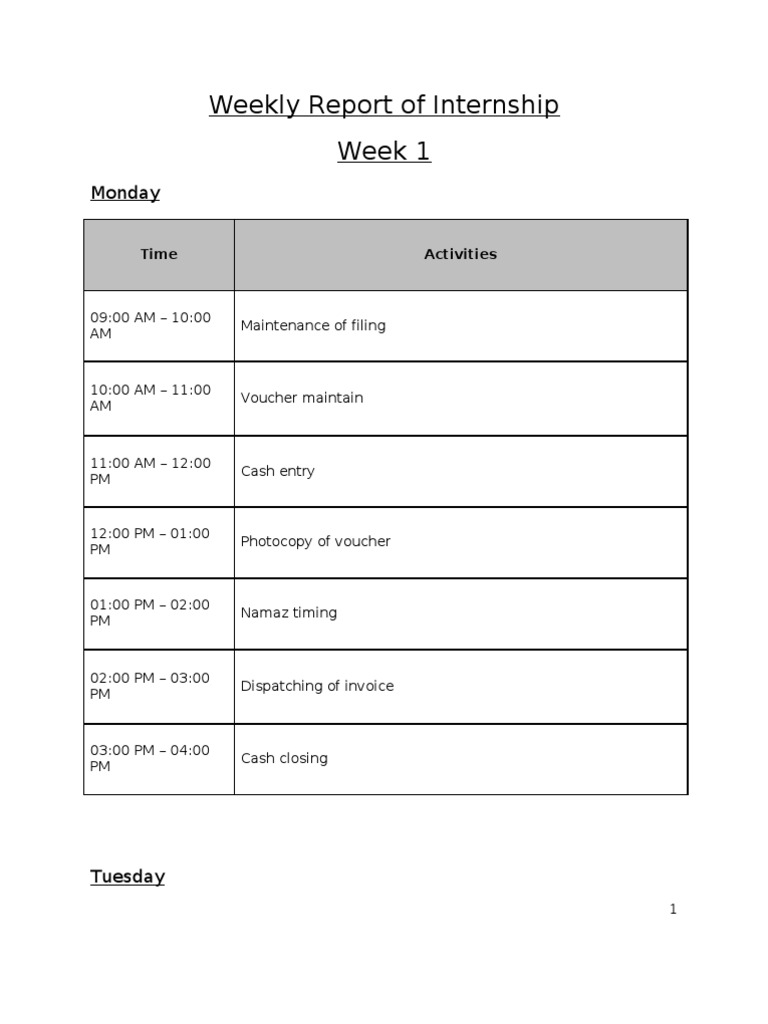 Week 1 Internship Activity Report | PDF