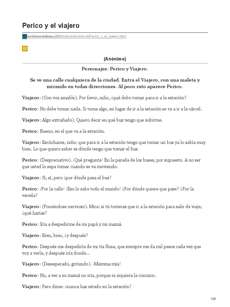 Profesorenlinea Cl Perico Y El Viajero PDF