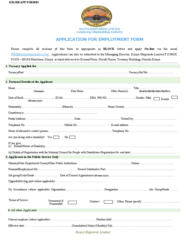 KSL Employment Form | PDF | Bachelor's Degree | Diploma