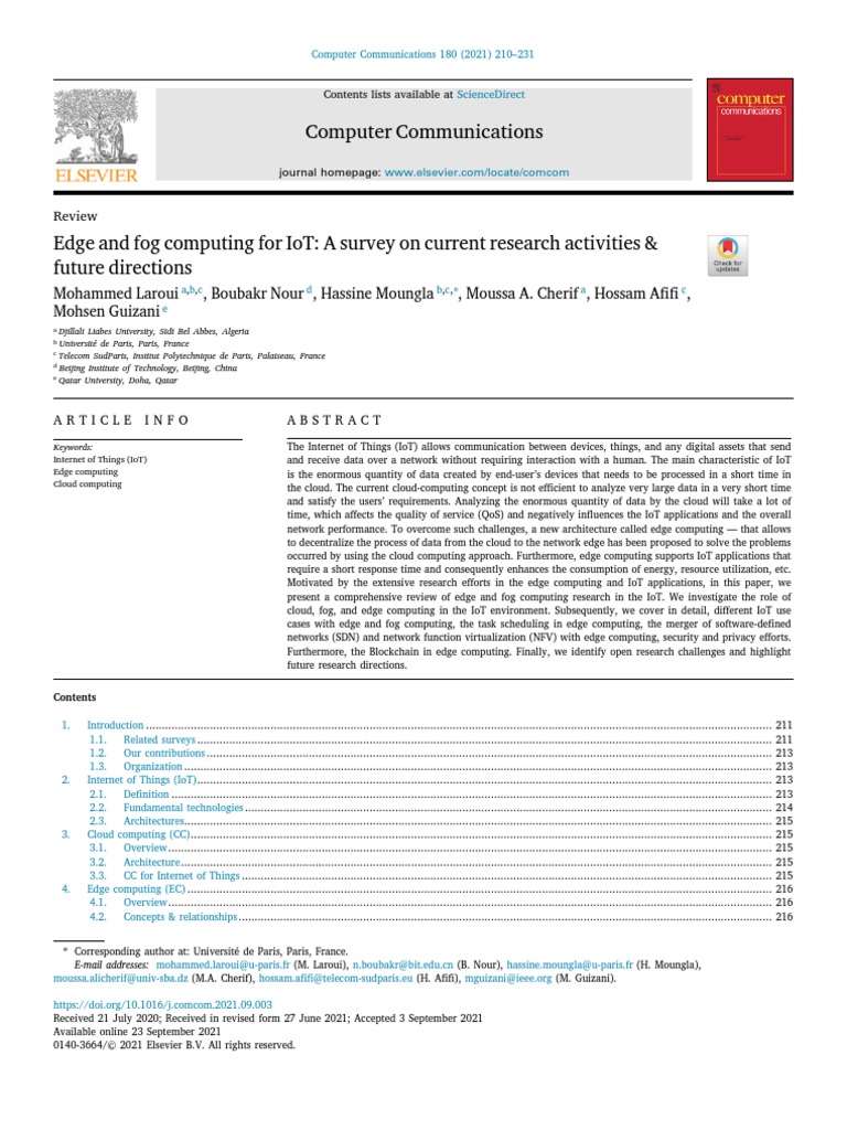 Edge and Fog Computing For IoT: A Survey On Current Research Activities ...