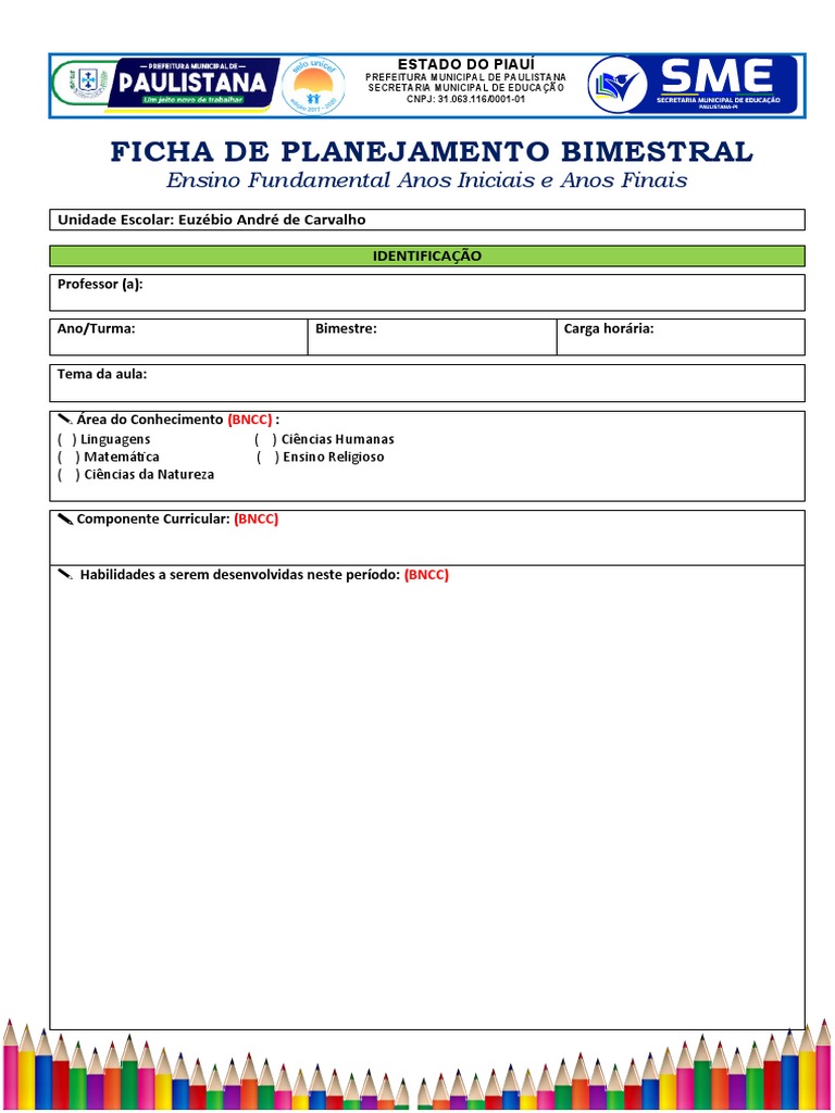 Ficha de Planejamento Bimestral Ensino Fundamental | PDF | Carreira e ...
