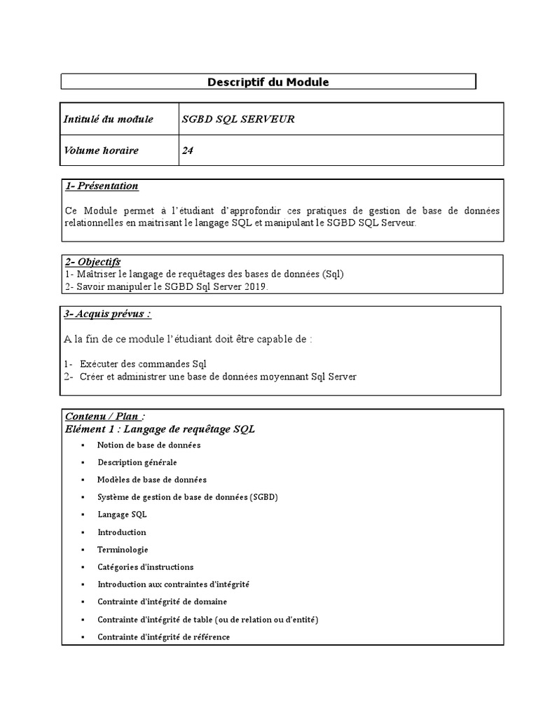 Maîtrise du SGBD SQL Server 2019 | PDF | Ordinateurs