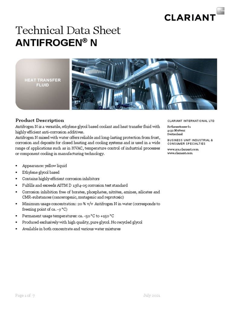 TDS Antifrogen N English PDF Materials Chemistry