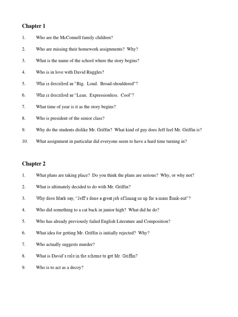 Chapter Summaries of Killing Mr. Griffin PDF