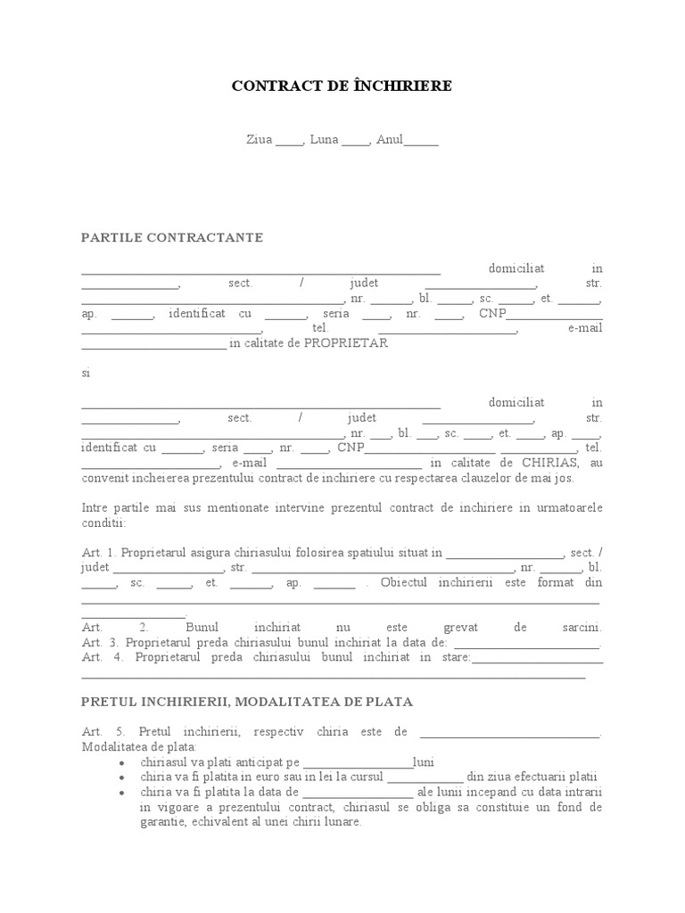 Contract Inchiriere 5 1 | PDF