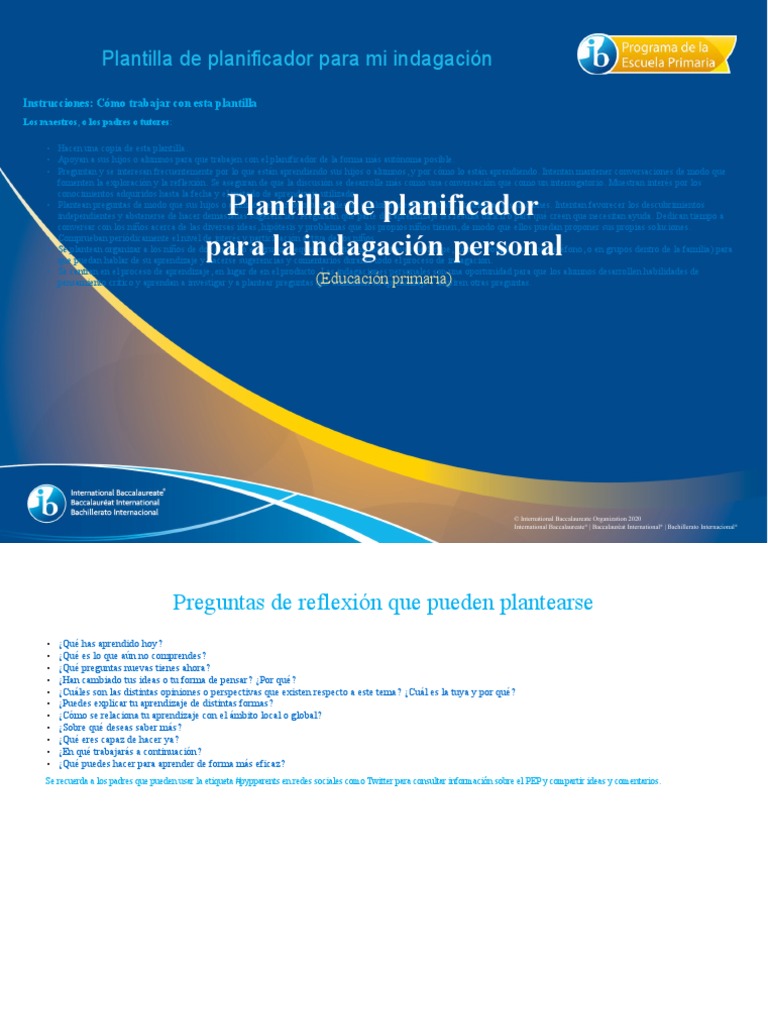Personal Inquiry Planner Template Two Es | PDF | Aprendizaje | Cognición