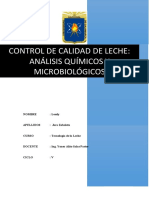 Control de Calidad de La Leche. Analisis Quimicos y Microbiológicos