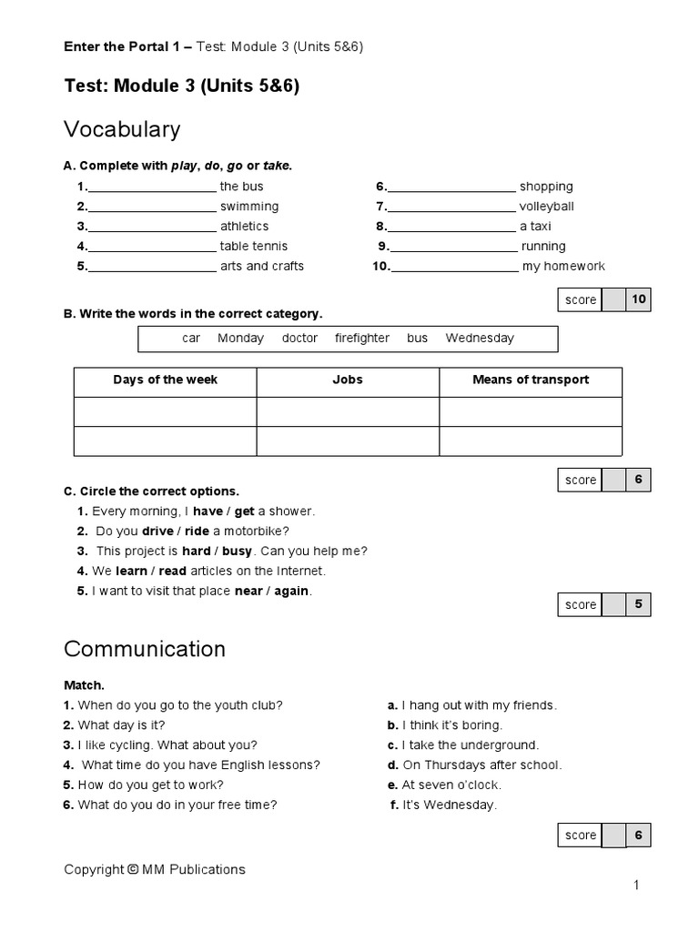 Enter - The - Portal - 1 - Test - 3 - Module 3 | PDF | Linguistics
