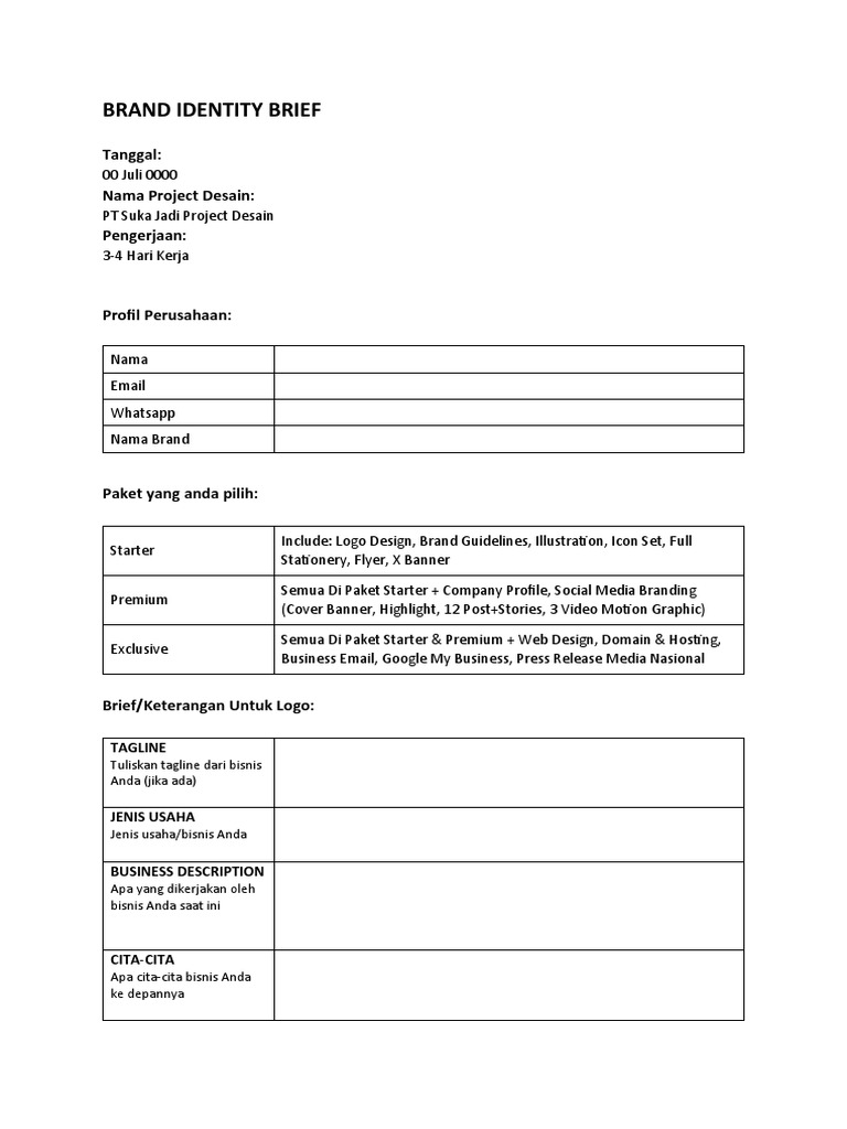 Brand Identity Brief PDF