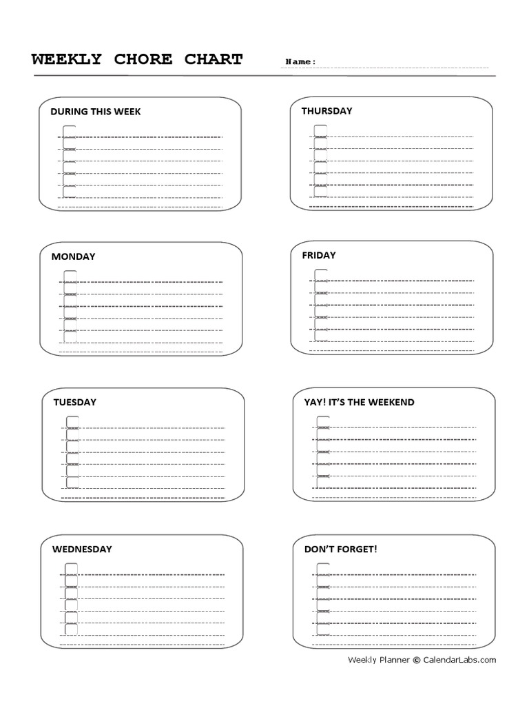 Weekly chore planner pdf