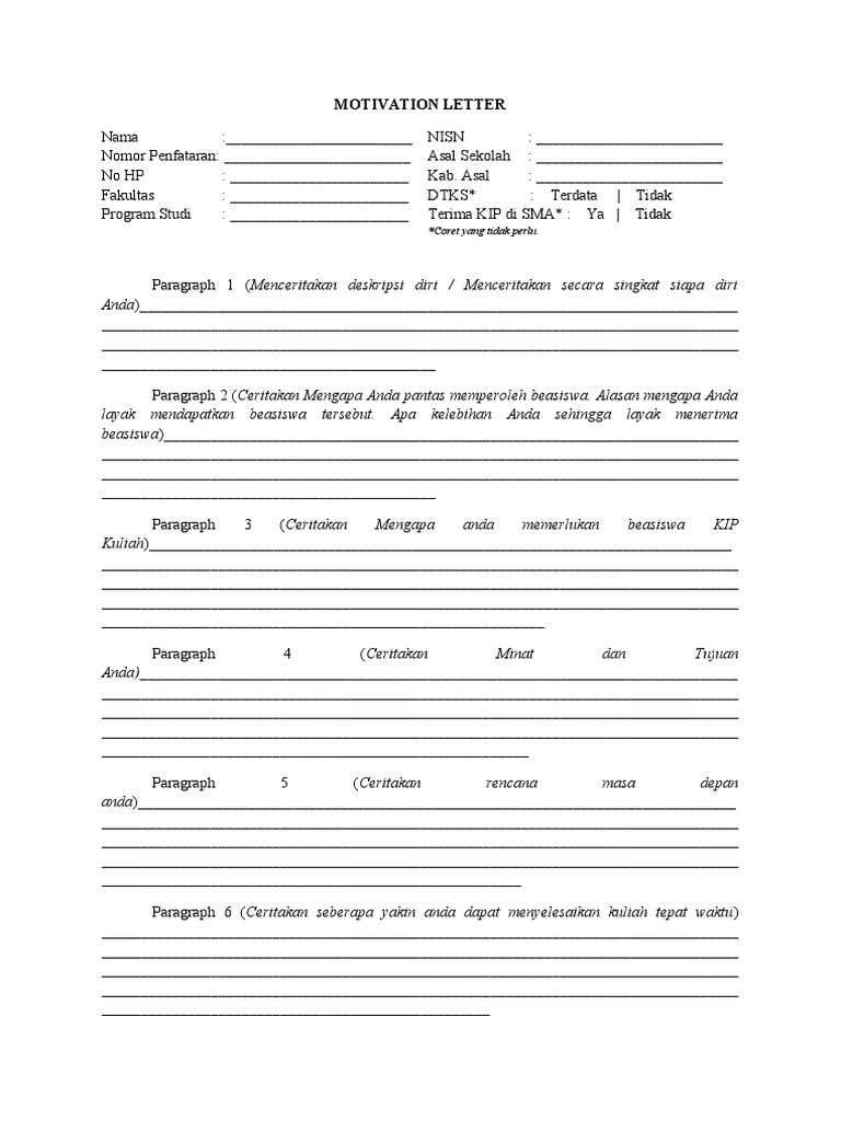 Contoh Motivation Letter | PDF
