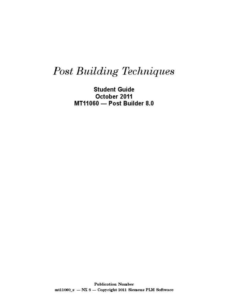 Post Building Techniques NX8 PDF Programming Computer Program