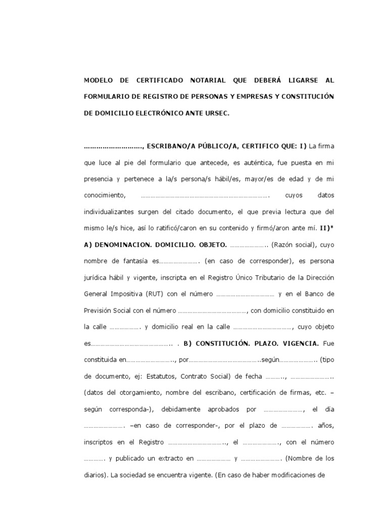 Modelo Certificado Notarial | PDF | Gobierno | Justicia