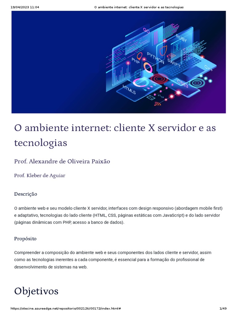 Tecnologias do Lado Cliente na Web | PDF | Modelo cliente – Servidor ...