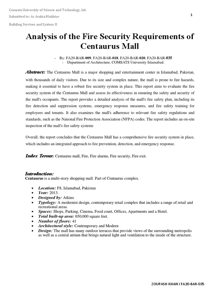 Centaurus Fire Safety Report | PDF | Fire Sprinkler System | Closed ...