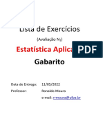 Lista de Exercícios - ESTATÍSTICA APLICADA - GABARITO