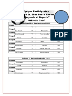 Equipos participantes en torneo de fulbito 7 con fechas y horarios