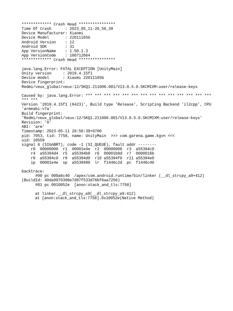 Xiaomi Crash Report for Unity App | PDF | Finance & Money Management ...