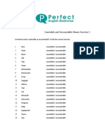 Countable and Uncountable Nouns Exercise 