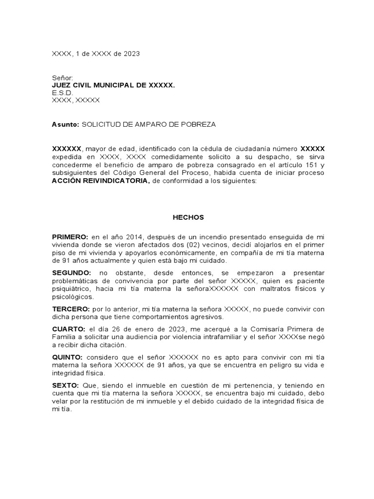 Solicitud Amparo de Pobreza | PDF | Justicia | Crimen y violencia