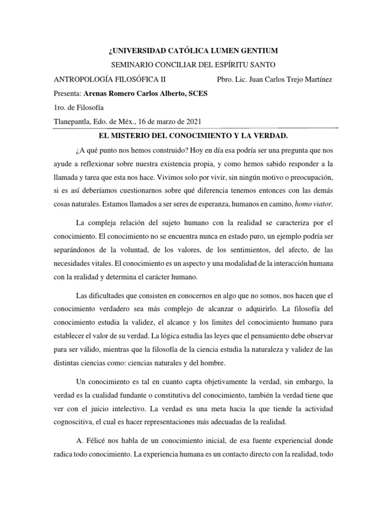 El Conocimiento y la Verdad en Filosofía | PDF | Conocimiento | Verdad