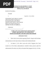 Florida legal complaint on migrant releases